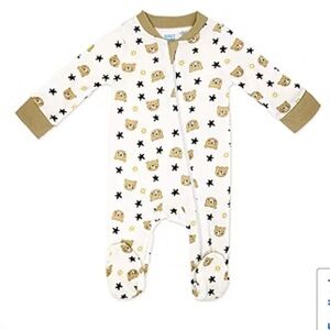 Charming Bear and Star Print Footie